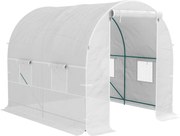 Outsunny Seră de Grădină Tip Tunel cu Cadru din Oțel și 4 Ferestre în PE 2.5x2x2m, Alb | Aosom Romania