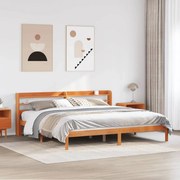 vidaXL Cadru de pat cu tăblie, maro ceruit, 200x200 cm, lemn masiv pin
