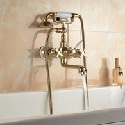 Baterie cada-dus Inter Ceramic Sahara dubla comanda auriu lucios cu set de dus