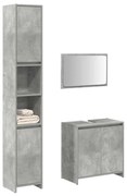 vidaXL Set mobilier de baie, 3 piese, gri beton, lemn compozit