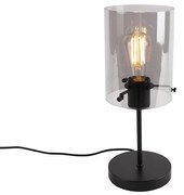 Lampă de masă de design neagră cu sticlă fumurie pe suport - Dome