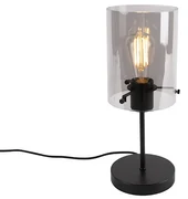 Lampă de masă de design neagră cu sticlă fumurie pe suport - Dome