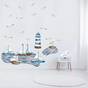 Autocolante de perete - barcă cu pânze pe mare