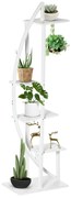 Outsunny Suport pentru Plante cu 5 Niveluri în Formă de Jumătate de Lună pentru Ghivece Decor Interior și Exterior 50x30x160 cm Alb | Aosom Romania