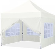 ABCCANOPY – Cort pavilion pliabil 3x3 m, înălțime reglabilă 3 trepte, pereți cu ferestre transparente, impermeabil, Bej,