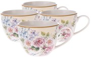 Set de 4 bucăți de căni de porțelan Roses, 90 ml