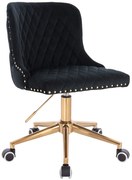HR940K Scaun Neagră din Catifea cu Bază Aurie