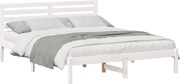 vidaXL Cadru de pat cu headboard Alb 140 x 200 cm Lemn de pin masiv