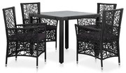 vidaXL Set mobilier de exterior, 5 piese, negru, poliratan