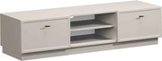 Comodă TV Lorini 150 cm cu sertare - culoare cașmir / mânere negre tip T-bar