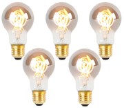 Set de 5 becuri spirale LED E27 A60 fumurii 4W 120 lm 1800K