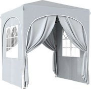 Outsunny Gazebo Pliabil 2 x 2 m, Pavilion de Grădină Portabil UPF50+ cu 4 Pereți Laterali, Înălțime Reglabilă, Geantă de Transport pentru Petreceri, Evenimente, Camping, Gri Deschis | Aosom Romania