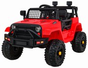 Masinuta Electrica cu acumulator pentru copii NOVOKIDS™ Dark Knight Jeep PRO, Max 30 kg, 3-8 ani , Cu melodii si lumini, 12V, 2 Viteze, Rosu