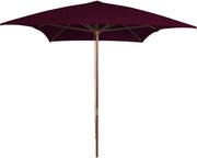 vidaXL Umbrelă de soare de grădină, stâlp lemn, roșu bordo, 200x300 cm