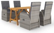vidaXL Set de masă pentru grădină, 5 piese, gri