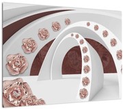 Tablou pe sticlă - Arcade 3D cu flori (70x50 cm)