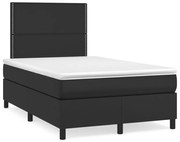 vidaXL Pat box spring cu saltea, negru, 120x190 cm, piele ecologică