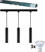 Philips-LED dimmabil, lampă suspendată pe cablu pentru sistem de șină EASYLINK, 3xGU10/6,2W/230V, 1m, negru