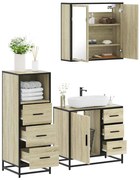 vidaXL Set mobilier de baie, 3 piese, stejar sonoma, lemn prelucrat
