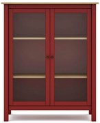 Vitrină roșu/natural din lemn de pin 90x110 cm Misti – Marckeric