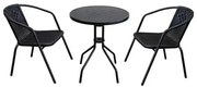 Set de mobilier de grădină masă + 2 scaune, negru
