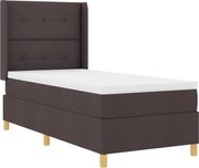vidaXL Pat cu arcuri cu saltea cu headboard Maro 140 x 200 cm țesătură