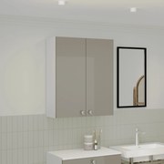 Corp Baie Zaria, Suspendat, 2 Usi, Gri Lucios/Alb, MDF, L 60 x l 22 x H 72 cm