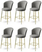 Set de scaune de bar Fora Grey and Gold, 6 buc., 6 buc.