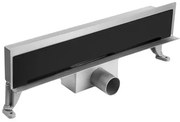 Rigola dus din INOX pentru perete Laveo BURGO 40 cm, cu gratar negru