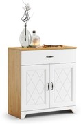 Mazzoni Comodă PROVENZA KD2SZ1 Stejar Piatră/Alb Mat - DULAP VERTICAL CU SERTAR MARE RETRO