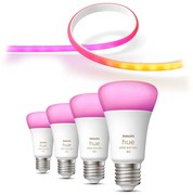 SET bandă LED RGBW dimabilă Philips Hue 2m 20W/230V + 4xLED Bulb E27/6,5W