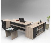 Set mobilier birou Volgenzo 13 (Stejar + negru). 1107159