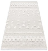 Covor ECO SISAL MOROC 22321 Triunghiurile, zigzag boho franjuri - structural bej / cremă