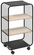 Raft mobil NOIR, 3 niveluri, metal, 43,3 x 28 x 74 cm