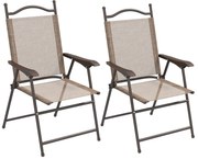 Outsunny Set de 2 scaune pliabile, Scaune pentru gradina cu cotiera, sezut cu tesatura din plasa care permite trecerea aerului | Aosom Romania