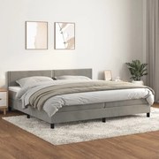 vidaXL Pat box spring cu saltea, gri deschis, 200x200 cm, catifea