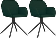 vidaXL Scaune de bucătărie pivotante, 2 buc., verde închis, catifea