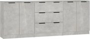 vidaXL Servante, 3 piese, gri beton, lemn prelucrat