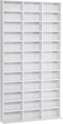 HOMCOM Bibliotecă CD de perete cu 36 de rafturi reglabile, 195 x 102 x 23.5cm, alb | Aosom Romania