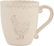 Cană din ceramică, bej, model găină, 225 ml