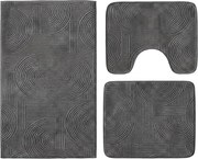 Set covoare baie antiderapante, 3 piese, design modern cu acolade