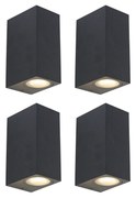 Set de 4 aplice moderne negre cu 2 lumini IP44 - Baleno