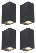 Set de 4 aplice moderne negre cu 2 lumini IP44 - Baleno