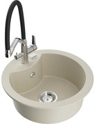 Mexen Diego chiuvetă de granit cu 1 compartiment și baterie de bucătărie Duo, bej - 6512-69-671701-07