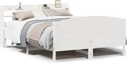 vidaXL Cadru de pat fără saltea, alb, 140x190 cm, lemn masiv de pin