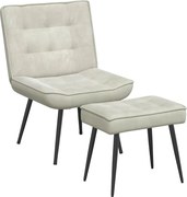 vidaXL Scaun de relaxare cu scaun catifea crem