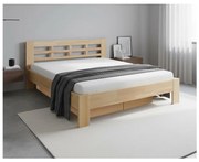 Pat matrimonial din lemn masiv cu spațiu de depozitare ANGELA 180x200 cm fag