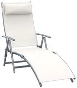 Outsunny Sezlong de Grădină Pliabil cu Spătar Reglabil, Ideal pentru Relaxare în Aer Liber, Crem Alb | Aosom Romania