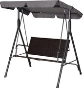 Outsunny Balansoar Hollywood, Balansoar de Grădină cu Baldachin, Acoperiș Reglabil, Negru + Maro + Gri | Aosom Romania