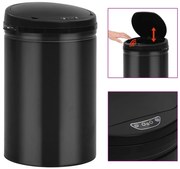 vidaXL Coș de gunoi automat cu senzor, 30 L, negru, oțel carbon